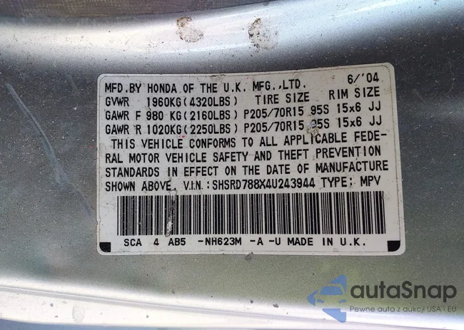 SHSRD788X4U243944: 43316114