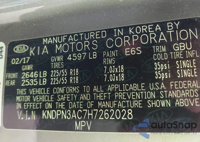 KNDPN3AC7H7262028: 43316115