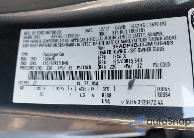 3FADP4BJ3JM100463: 43316138