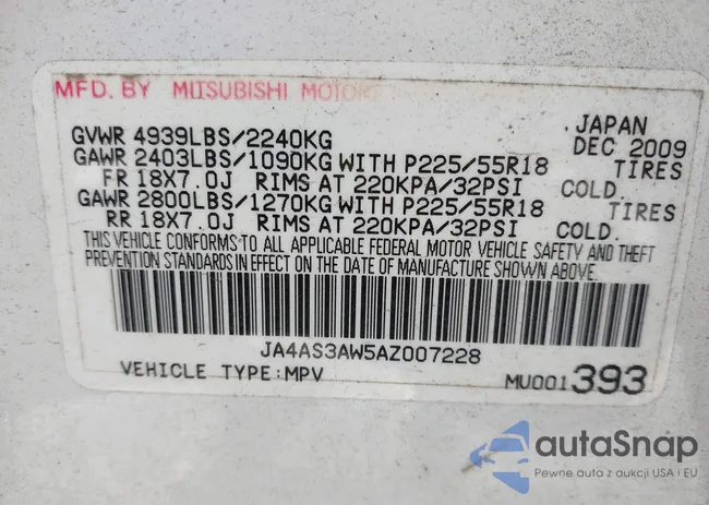 JA4AS3AW5AZ007228: 43316155