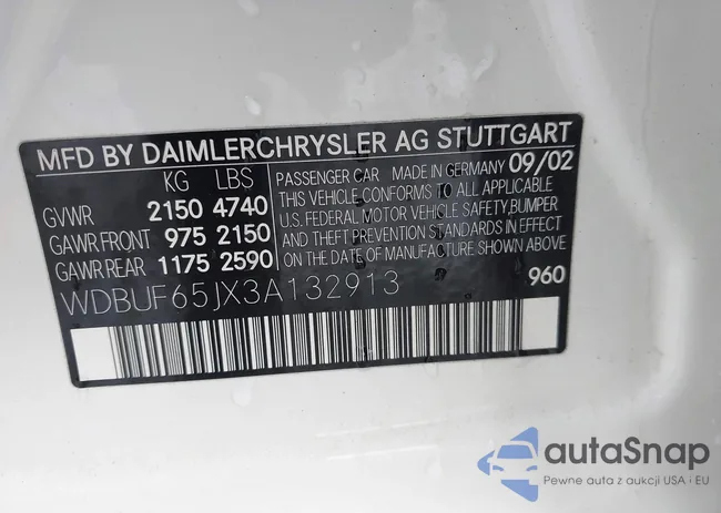 WDBUF65JX3A132913: 43316345