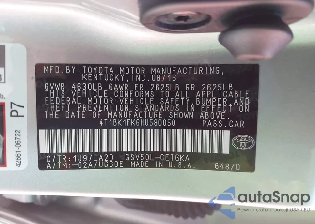 4T1BK1FK6HU580050: 43316351