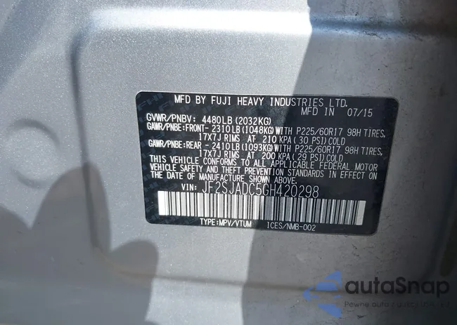 JF2SJADC5GH420298: 43315408
