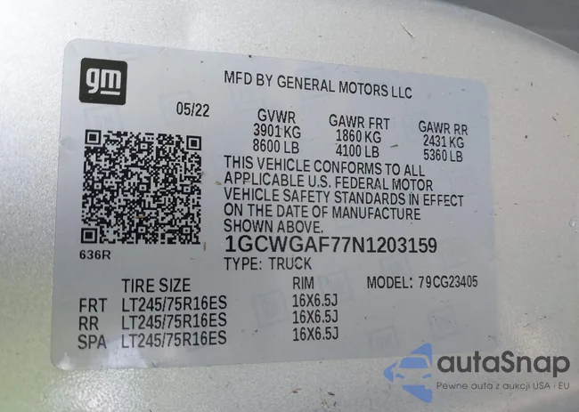 1GCWGAF77N1203159: 43315419