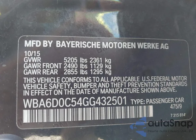 WBA6D0C54GG432501: 43315443