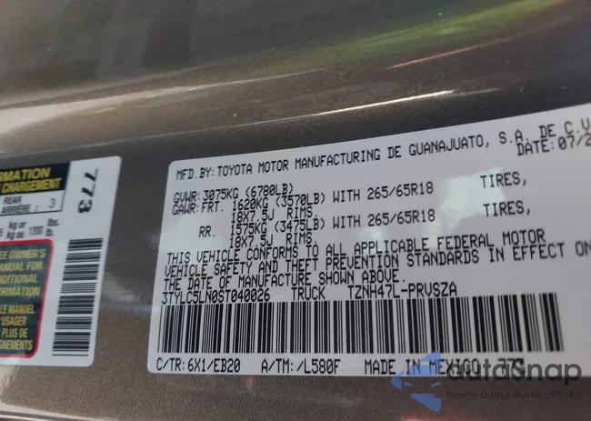 3TYLC5LN0ST040026: 43315564