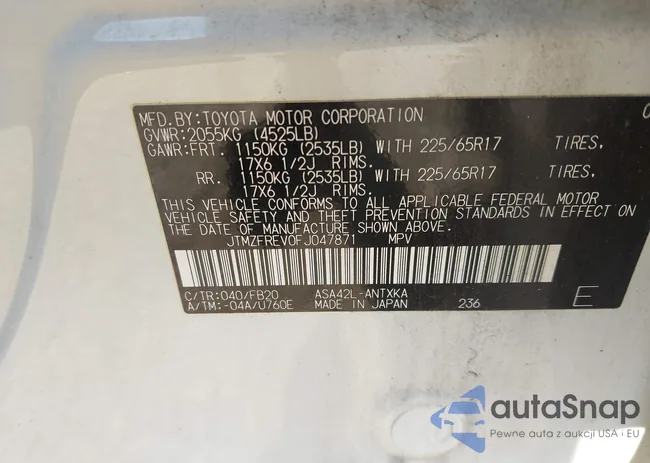 JTMZFREV0FJ047871: 43315655