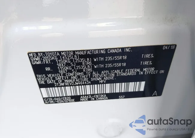 2T3NFREV2JW464434: 43316891