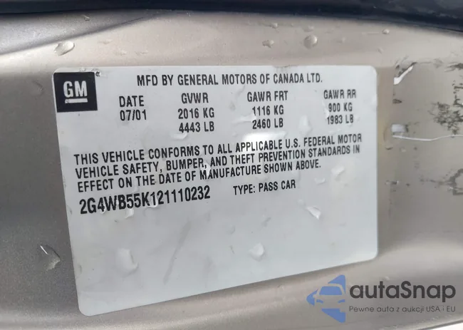 2G4WB55K121110232: 43316966