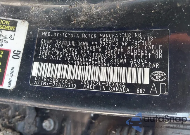 2T1BURHE5EC084217: 43316983