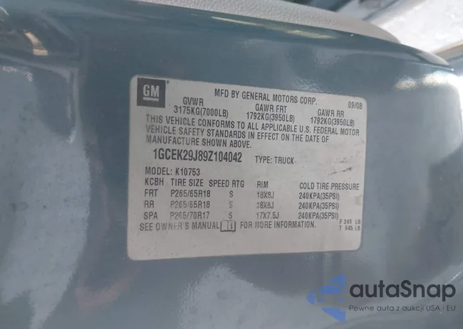 1GCEK29J89Z104042: 43317043