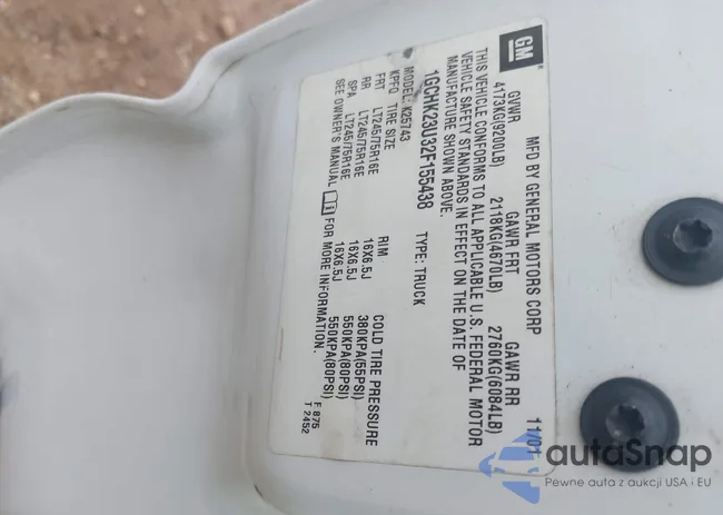 1GCHK23U32F155438: 43317045