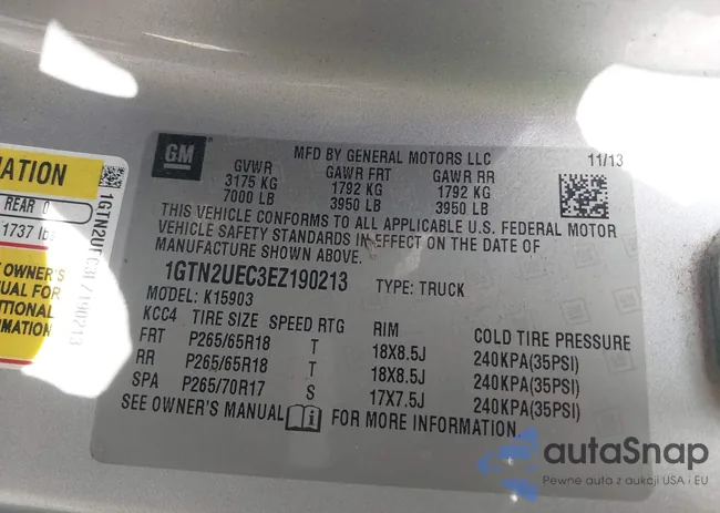 1GTN2UEC3EZ190213: 43317127