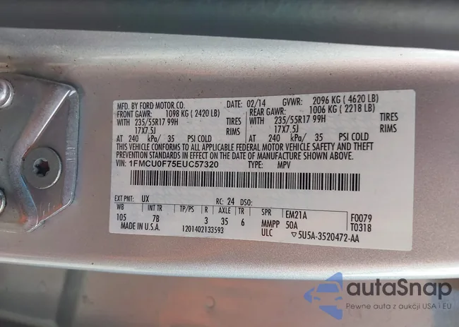 1FMCU0F75EUC57320: 43317142