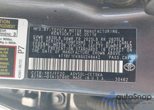 4T1BF1FK8GU249442: 43317159