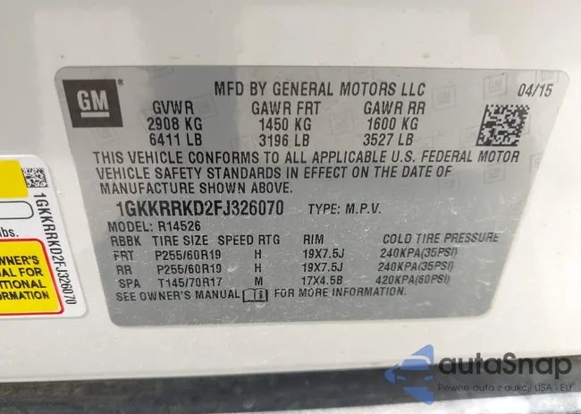 1GKKRRKD2FJ326070: 43317276