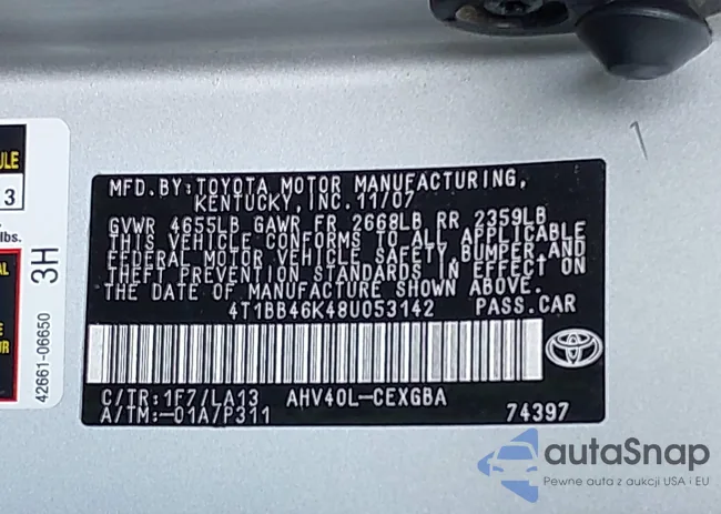 4T1BB46K48U053142: 43316522