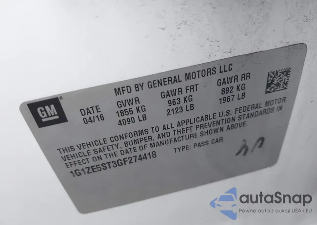 1G1ZE5ST3GF274418: 43316561