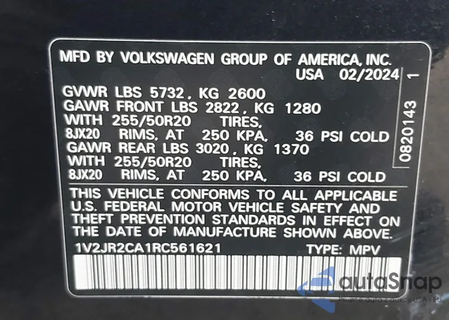 1V2JR2CA1RC561621: 43316615