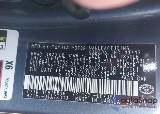 2T1BPRHE6EC061410: 43316699