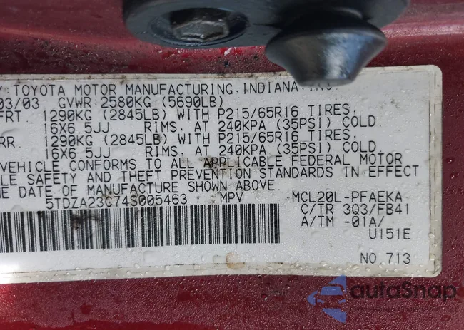 5TDZA23C74S005463: 43317802