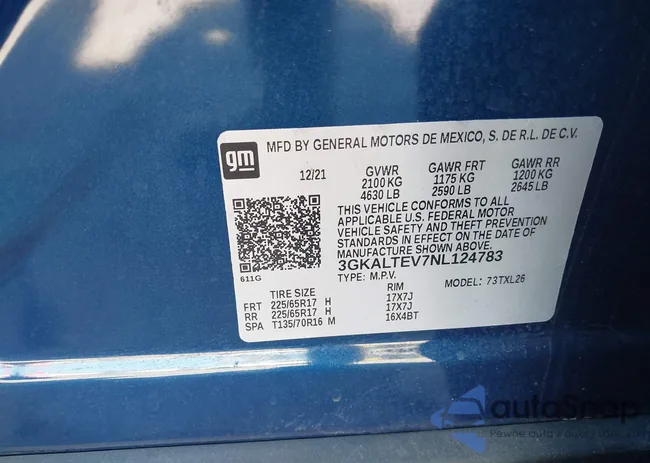 3GKALTEV7NL124783: 43317821