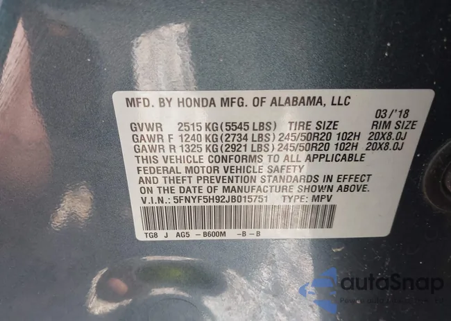 5FNYF5H92JB015751: 43317959