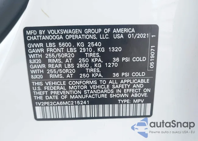 1V2PE2CA6MC215241: 43317960