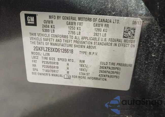 2GKFLZE3XD6126618: 43318007