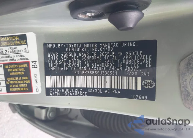 4T1BK36B69U338551: 43318063