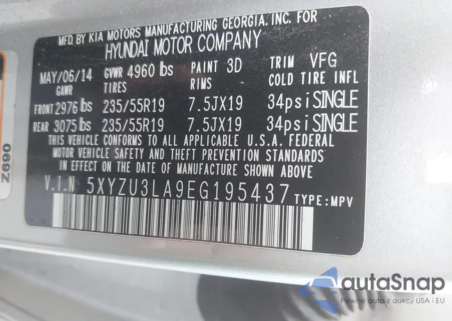 5XYZU3LA9EG195437: 43318157