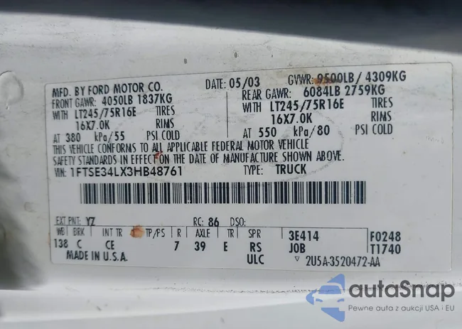 1FTSE34LX3HB48761: 43317383