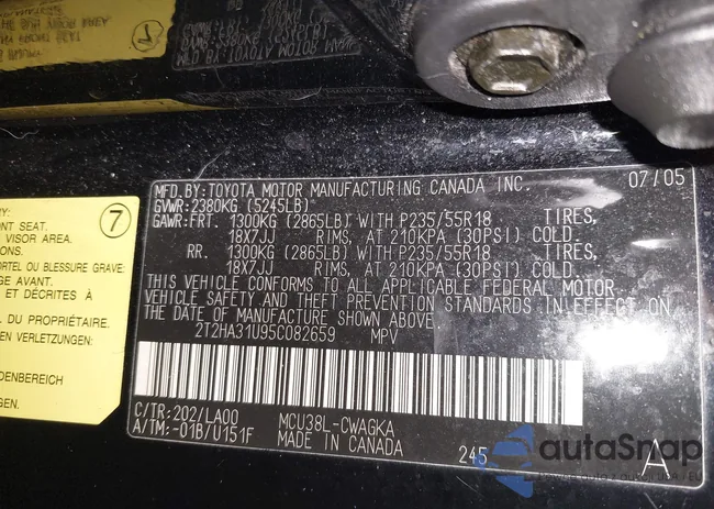 2T2HA31U95C082659: 43317440