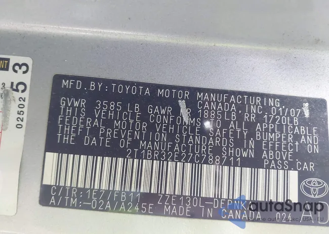 2T1BR32E27C788711: 43317478