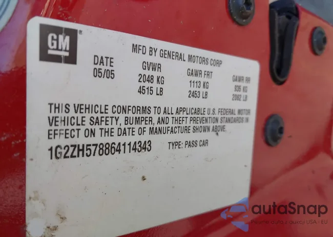 1G2ZH578864114343: 43317553