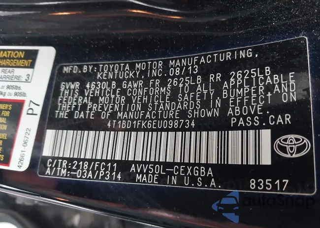 4T1BD1FK6EU098734: 43317564