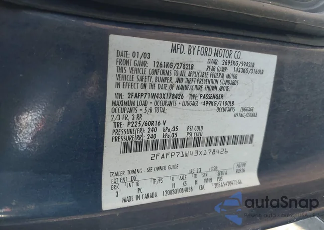 2FAFP71W43X178426: 43317593