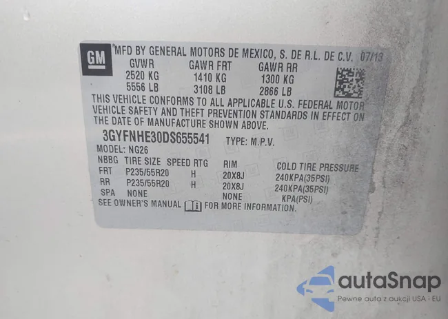 3GYFNHE30DS655541: 43317615