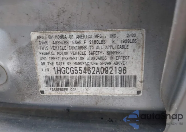 1HGCG55462A092196: 43317625