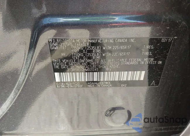 2T3RFREV2HW605045: 43318790