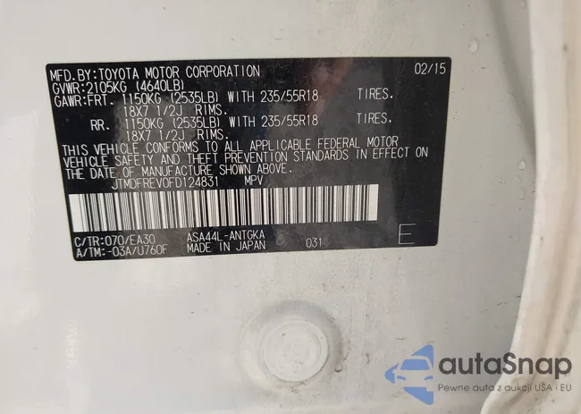 JTMDFREV0FD124831: 43318934