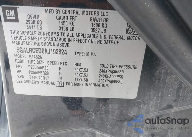 5GALRCED0AJ192324: 43318943