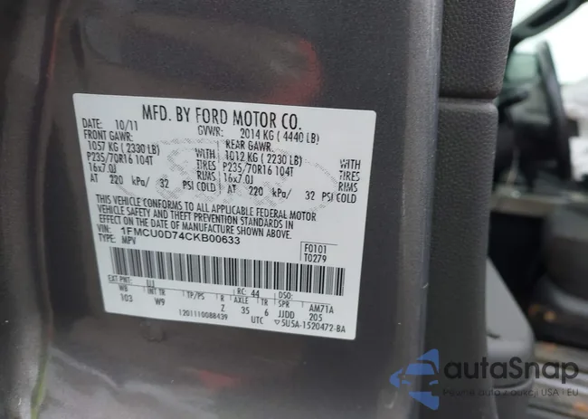 1FMCU0D74CKB00633: 43318948