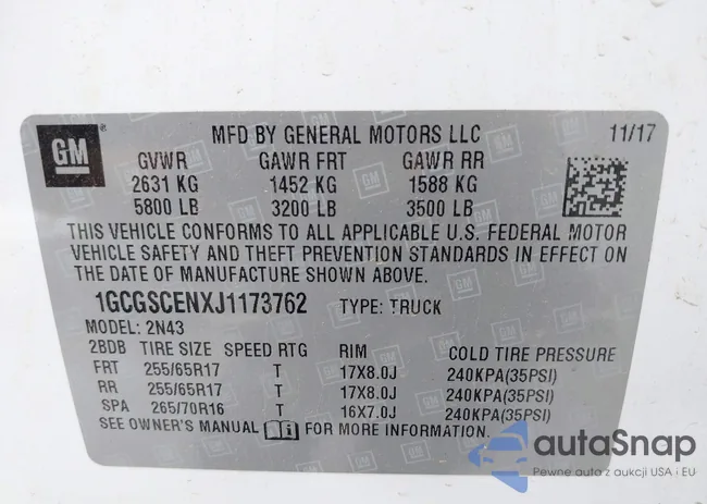 1GCGSCENXJ1173762: 43318953