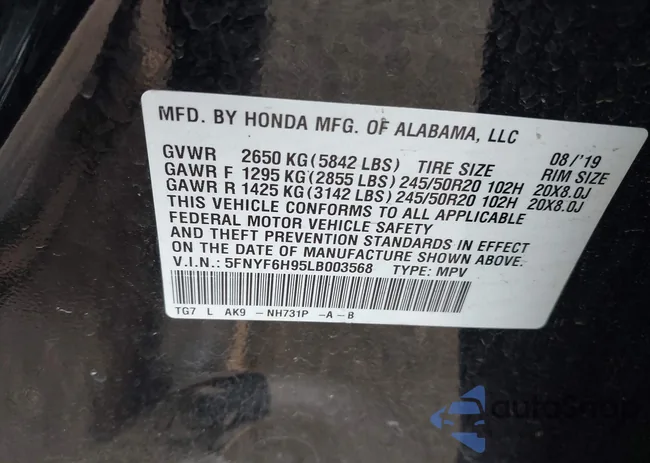 5FNYF6H95LB003568: 43318984