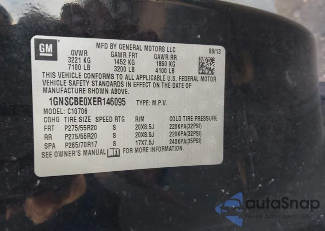 1GNSCBE0XER146095: 43318999