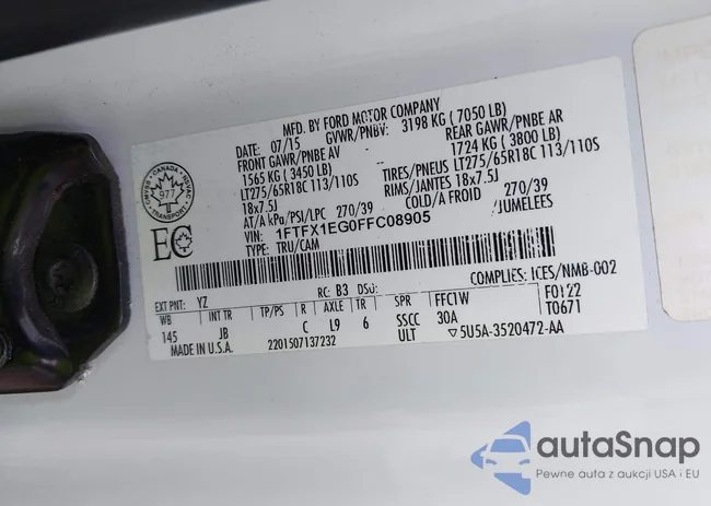 1FTFX1EG0FFC08905: 43319000