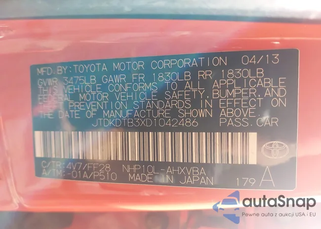 JTDKDTB3XD1042486: 43319016