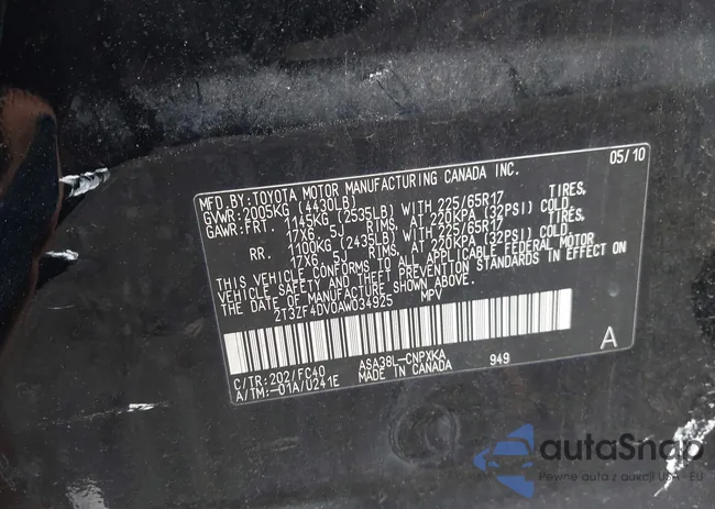 2T3ZF4DV0AW034925: 43319018