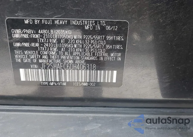 JF2SHAEC6DH406318: 43319035